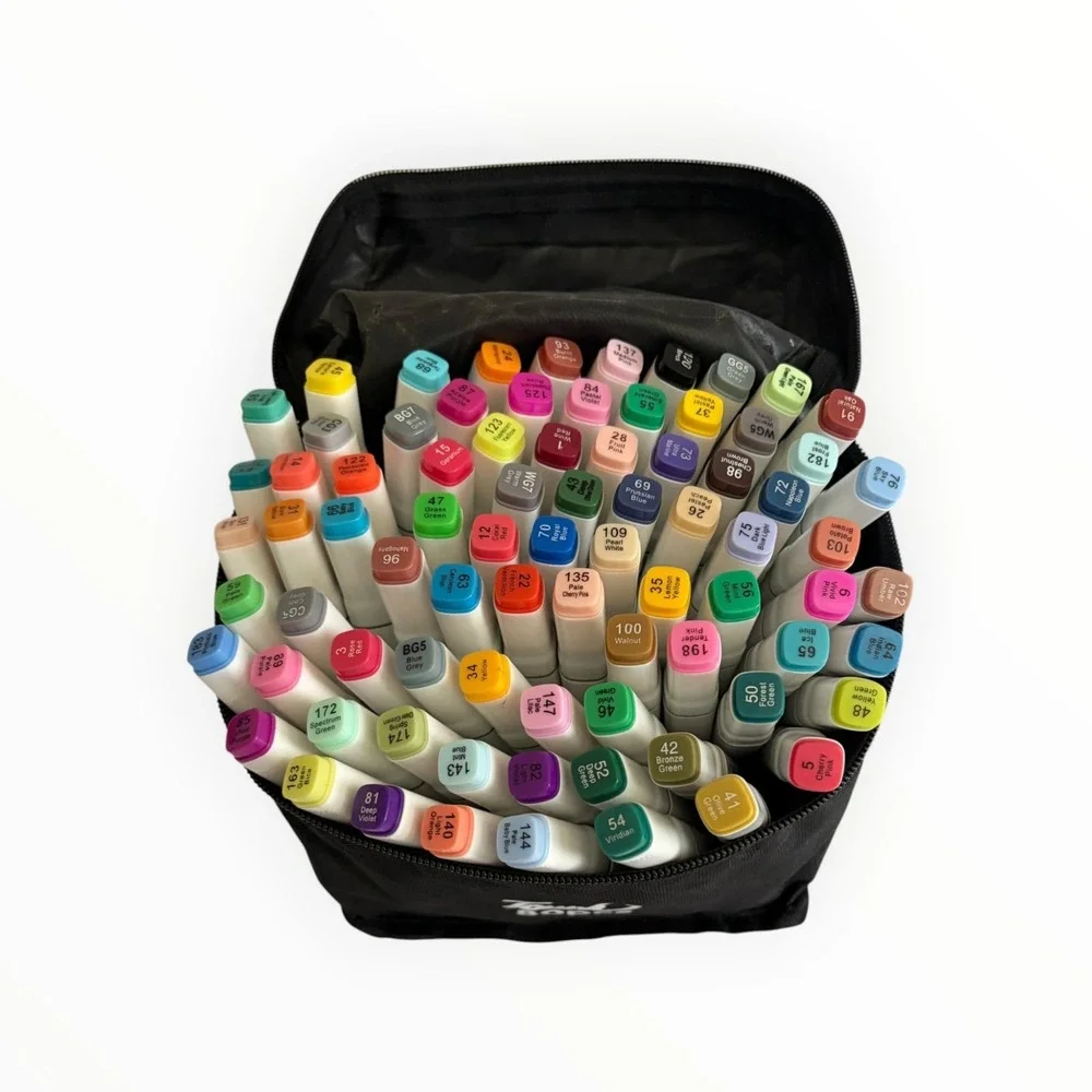 Touch 80 Color Alcohol Art Markers Dual Tip Drawing Sketching Set Carry Case